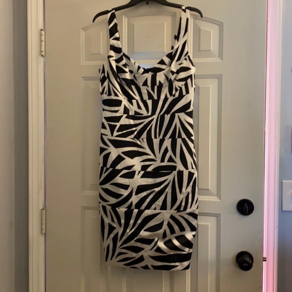 London Times Black and White Dress